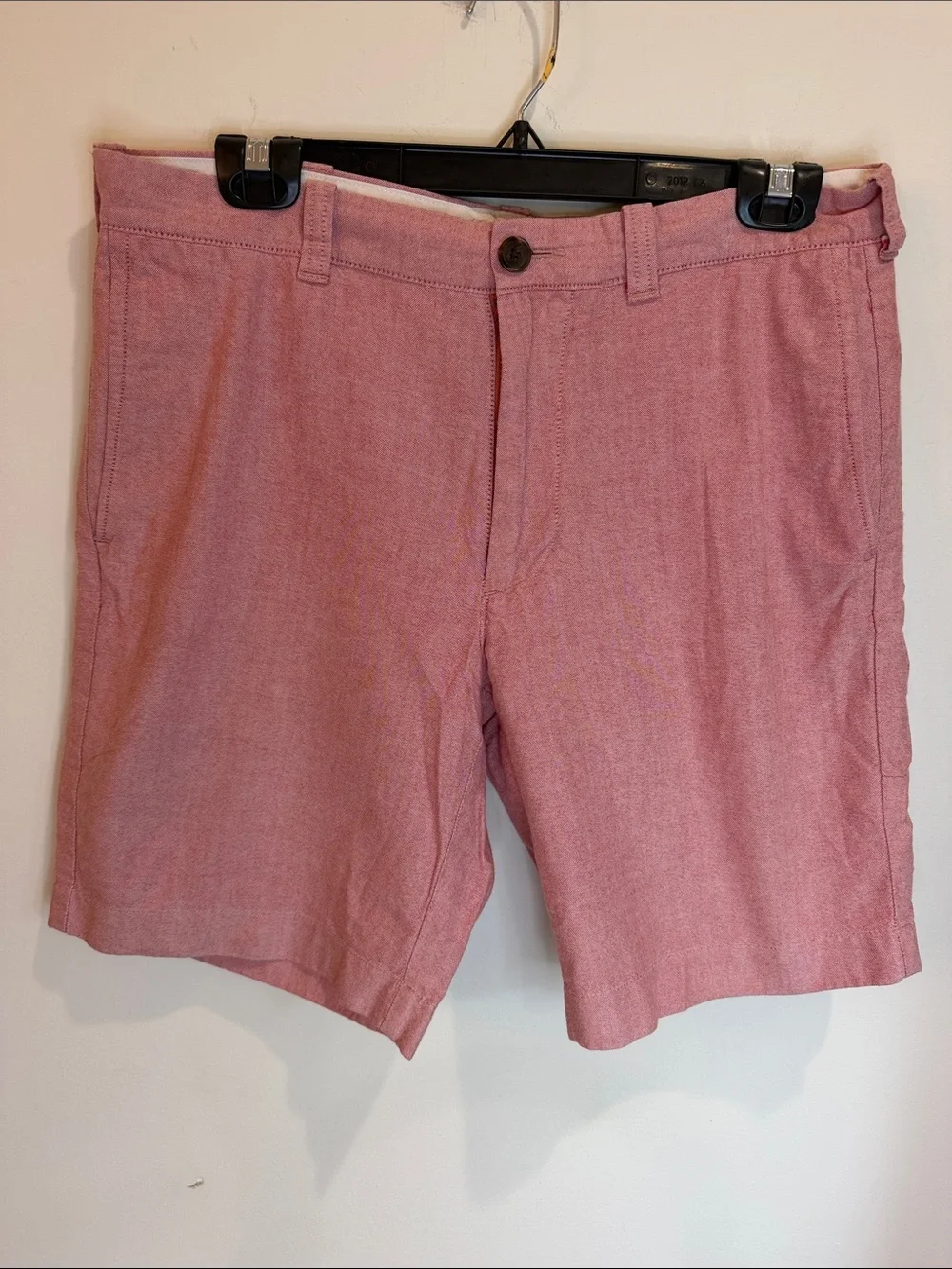 J. Crew Men's 100% Cotton Flat-Front Light Red Casual Shorts, 32